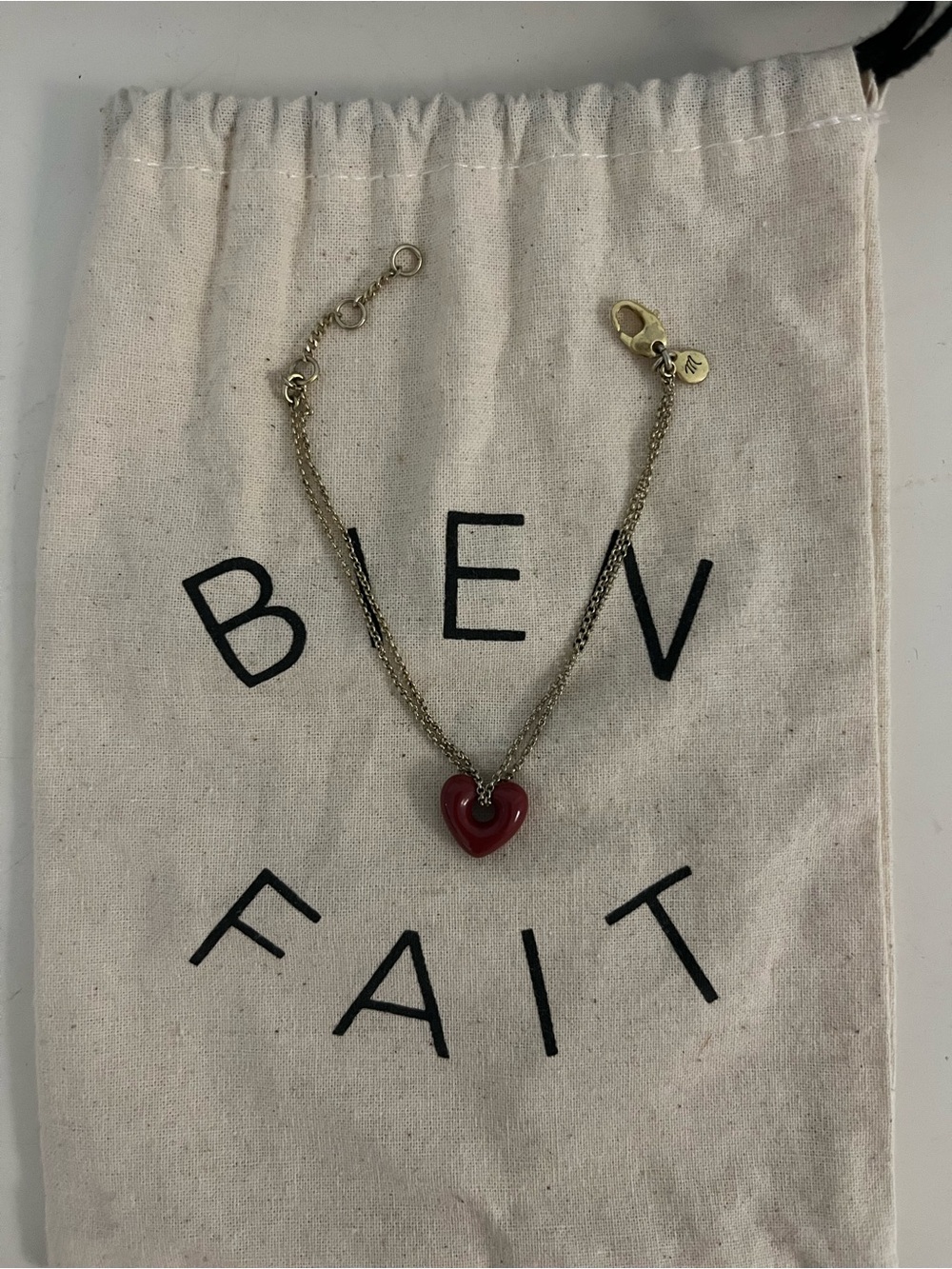 Madewell red heart enamel adjustable bracelet